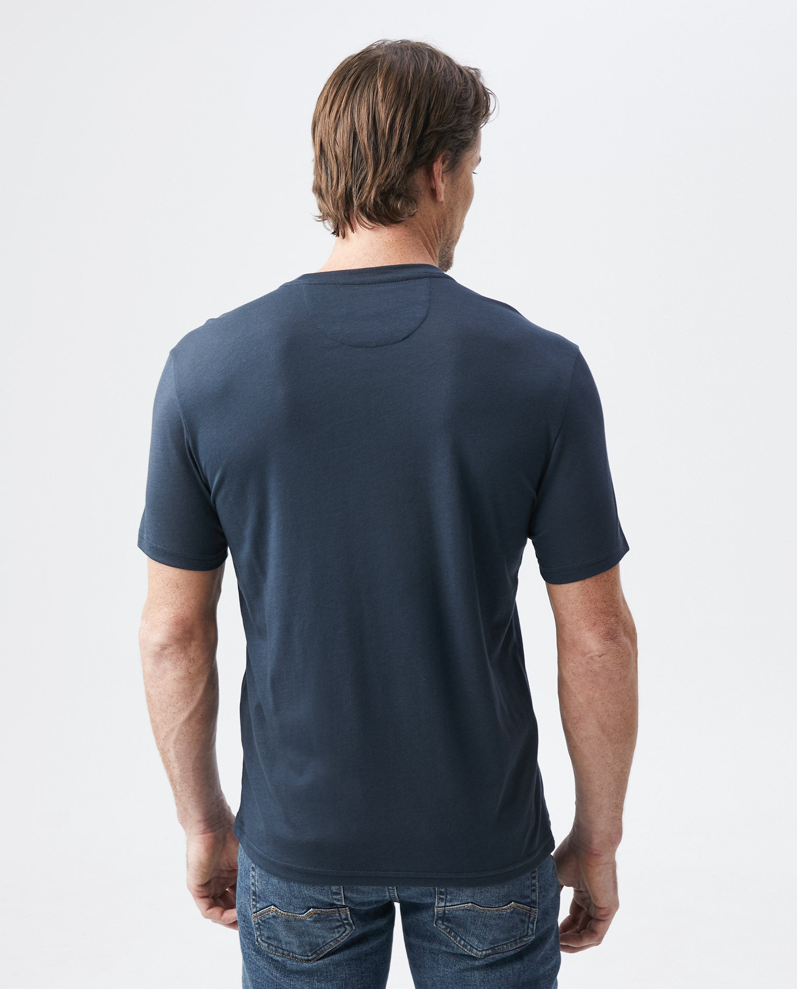 Mens Slim Fit Crew Neck T-shirt Duck Embroidery in Cotton - Blue 63_640C020_021300_5