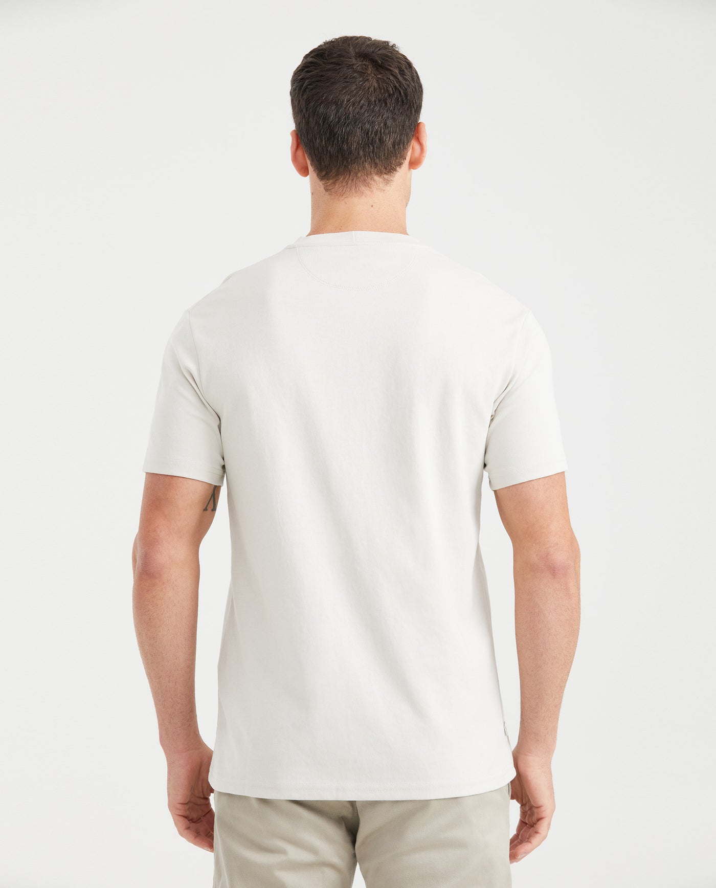 Men's Slim Fit T-Shirt Embroidered Front Graphic Ribbed Neck 100% Cotton - 3