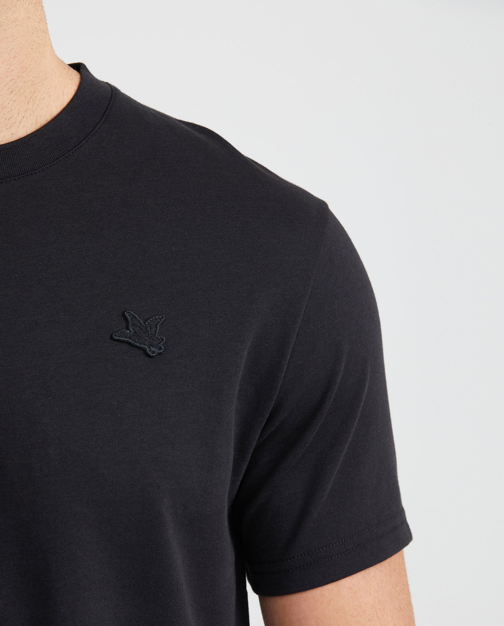 Men's Slim Fit T-Shirt Embroidered Front Graphic Ribbed Neck 100% Cotton - 2