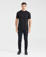 Men's Slim Fit T-Shirt Embroidered Front Graphic Ribbed Neck 100% Cotton - 5