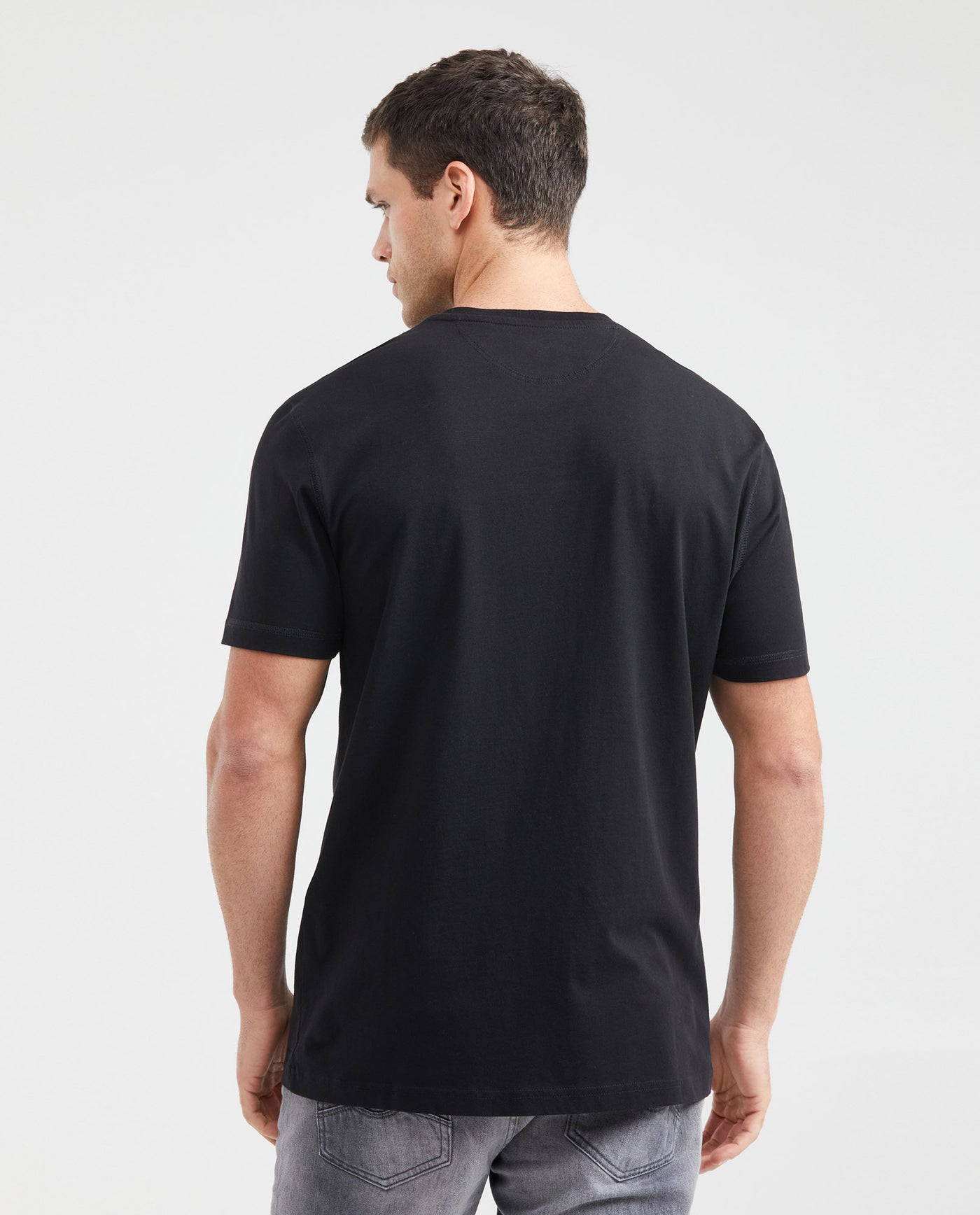 Men's Classic Fit Graphic T-Shirt Textile Print Stitching Details 100% Cotton - 3