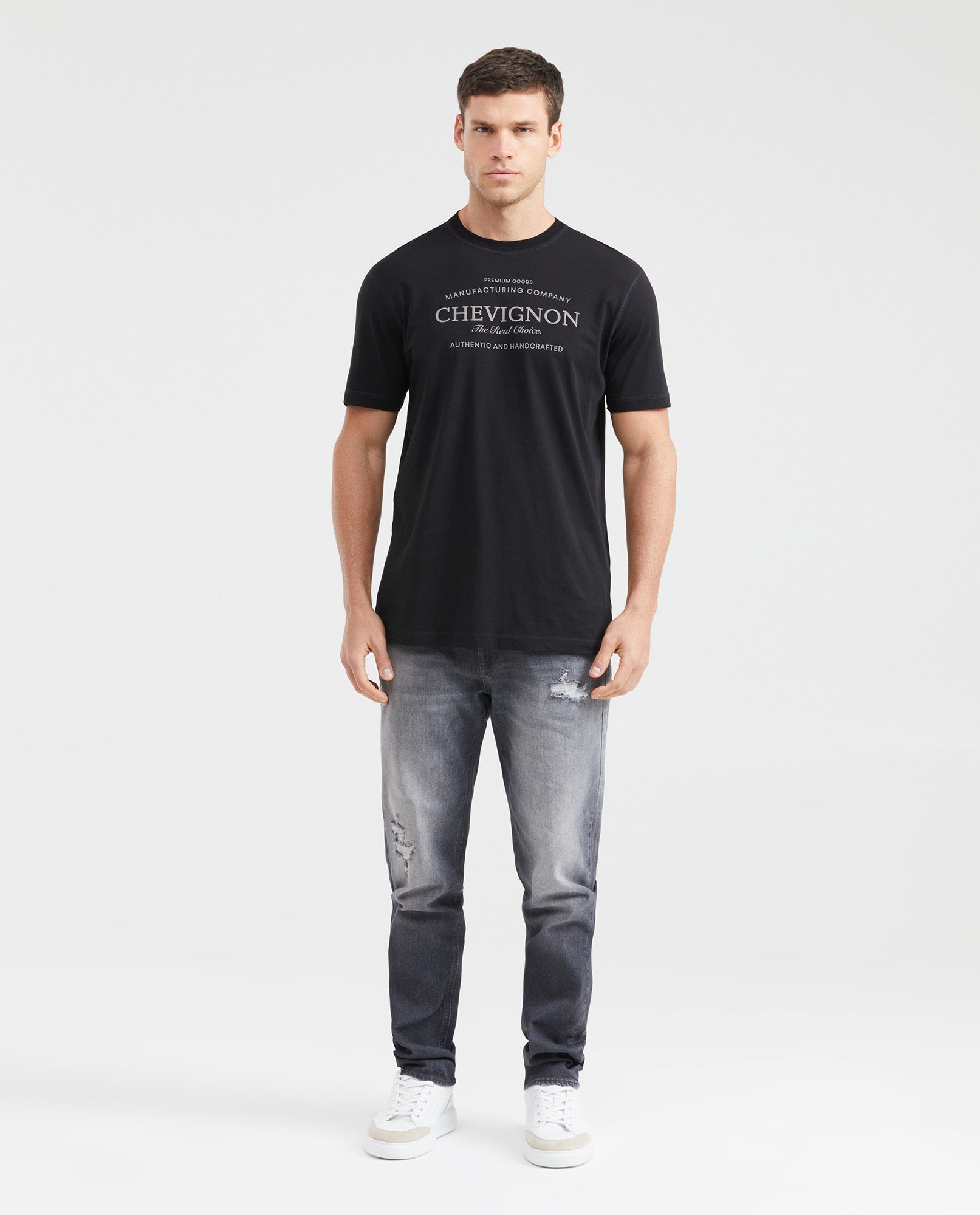 Men's Classic Fit Graphic T-Shirt Textile Print Stitching Details 100% Cotton - 5