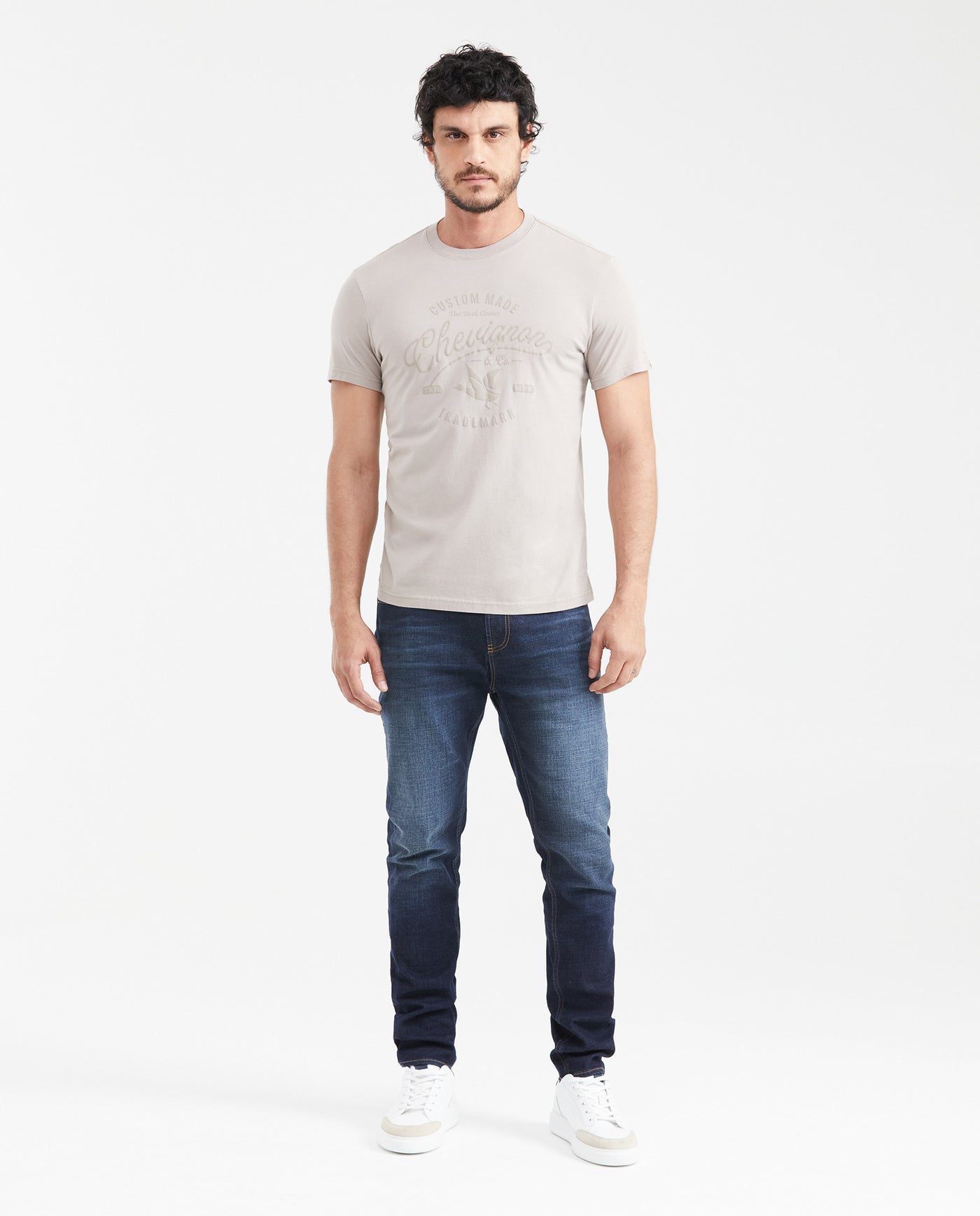 Men's Slim Fit Long Sleeve T-Shirt Embroidered Front Graphic 100% Cotton - 6