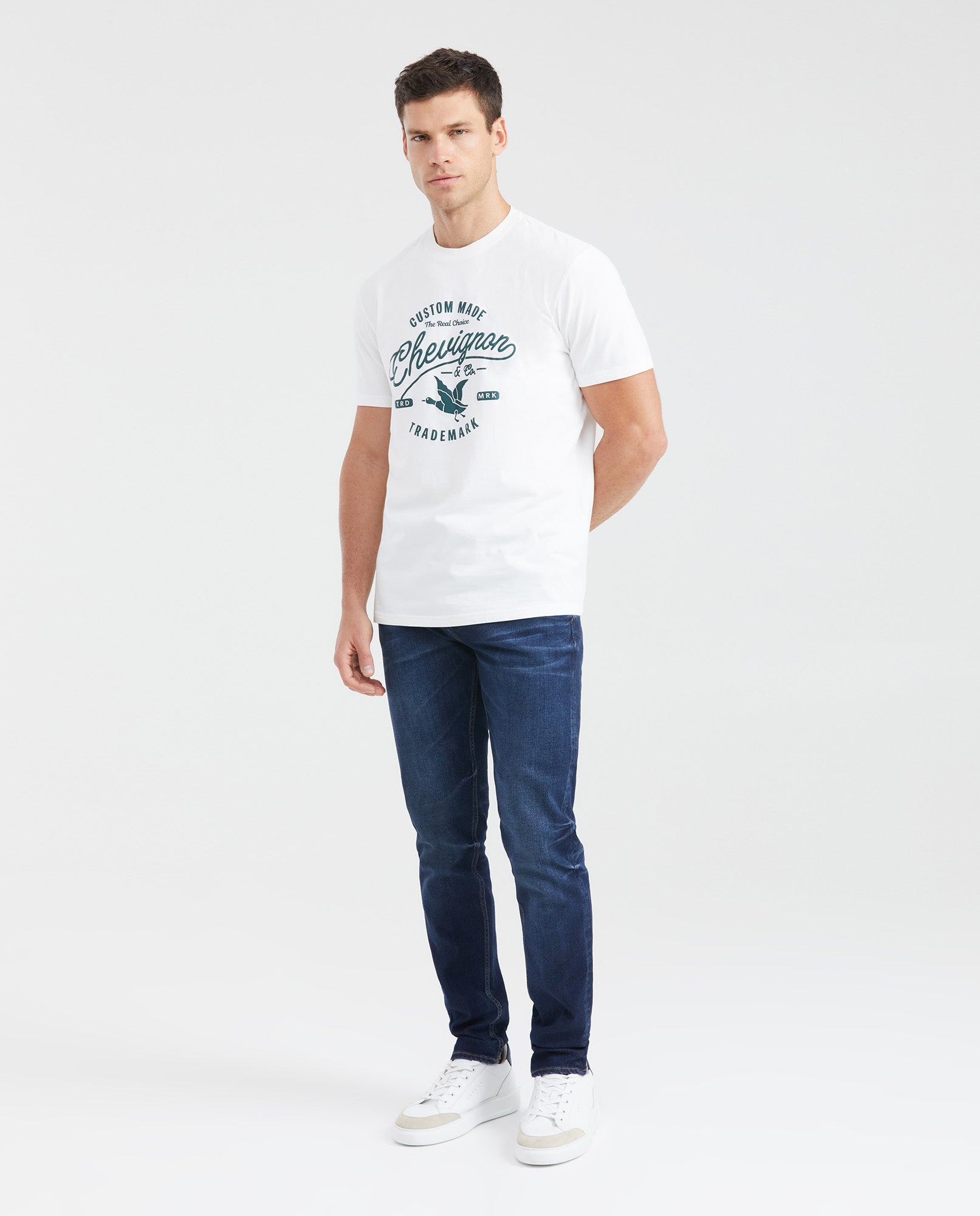 Men's Slim Fit Long Sleeve T-Shirt Embroidered Front Graphic 100% Cotton - 5