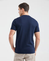 Men's Slim Fit T-Shirt Textured Fabric Duck Embroidery Knit Neck 100% Cotton - 4