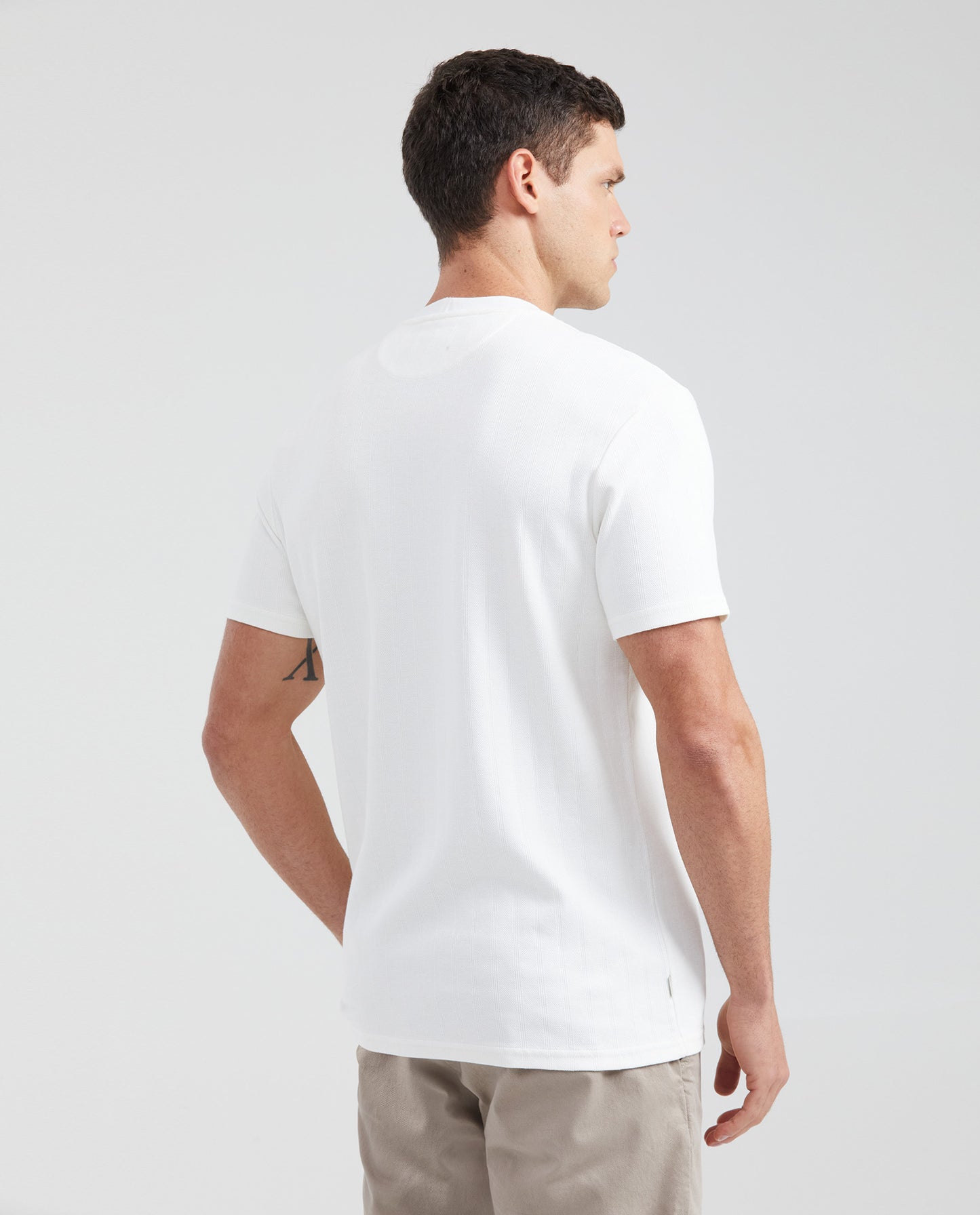 Men's Slim Fit Round Neck Knitted Simulation T-shirt - White - 4
