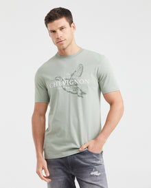 Men's Slim Fit Printed Round Neck T-shirt - Green - 1