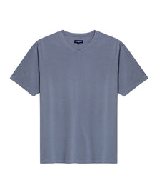 Mens T-Shirt Slim Fit Short Sleeve V-Neck Cotton Vibrant Embroidered Duck Heart Point - Blue 63_641H000_AZU184215_3