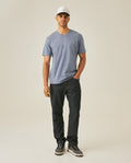 Mens T-Shirt Slim Fit Short Sleeve V-Neck Cotton Vibrant Embroidered Duck Heart Point - Blue 63_641H000_AZU184215_4