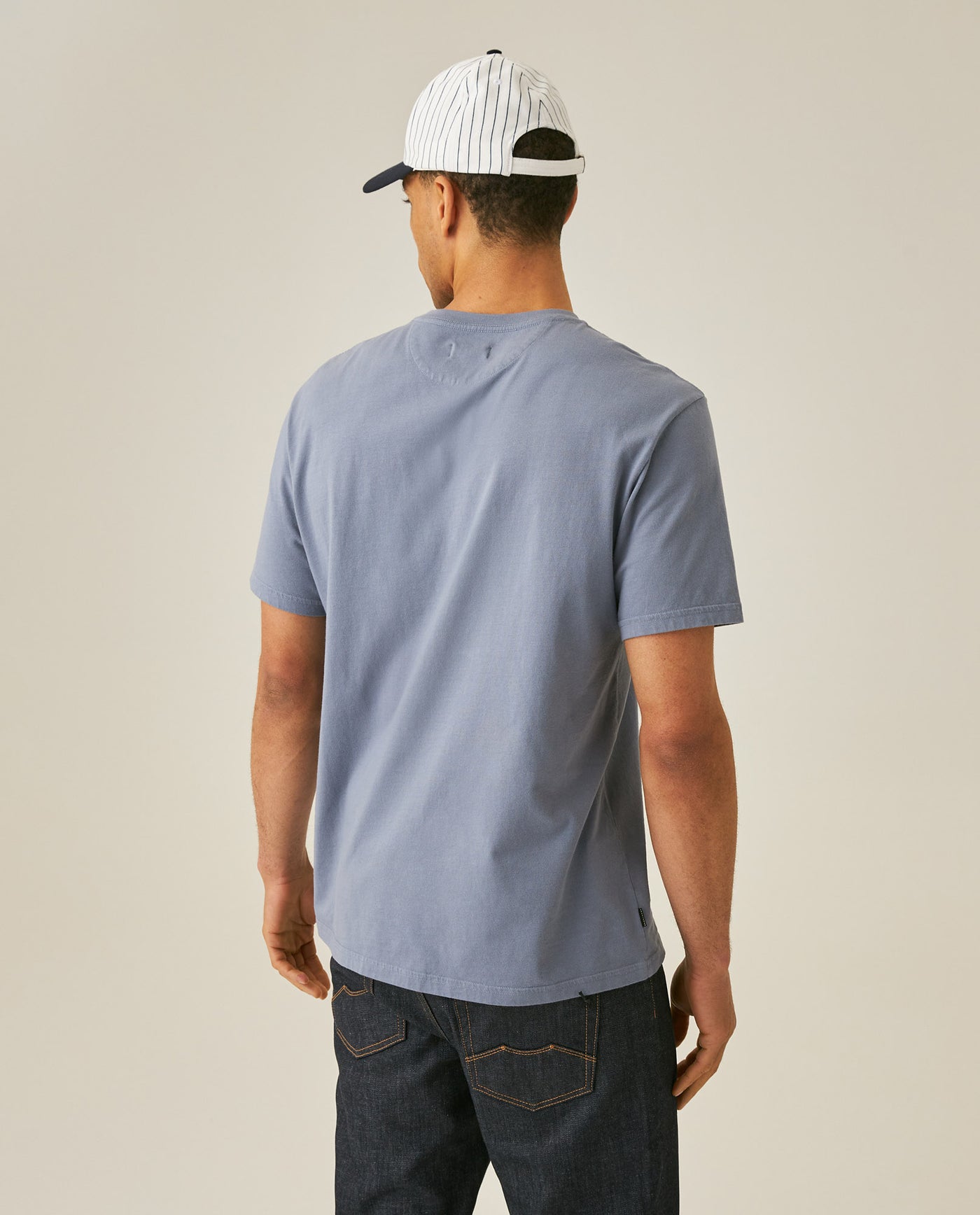 Mens T-Shirt Slim Fit Short Sleeve V-Neck Cotton Vibrant Embroidered Duck Heart Point - Blue 63_641H000_AZU184215_6
