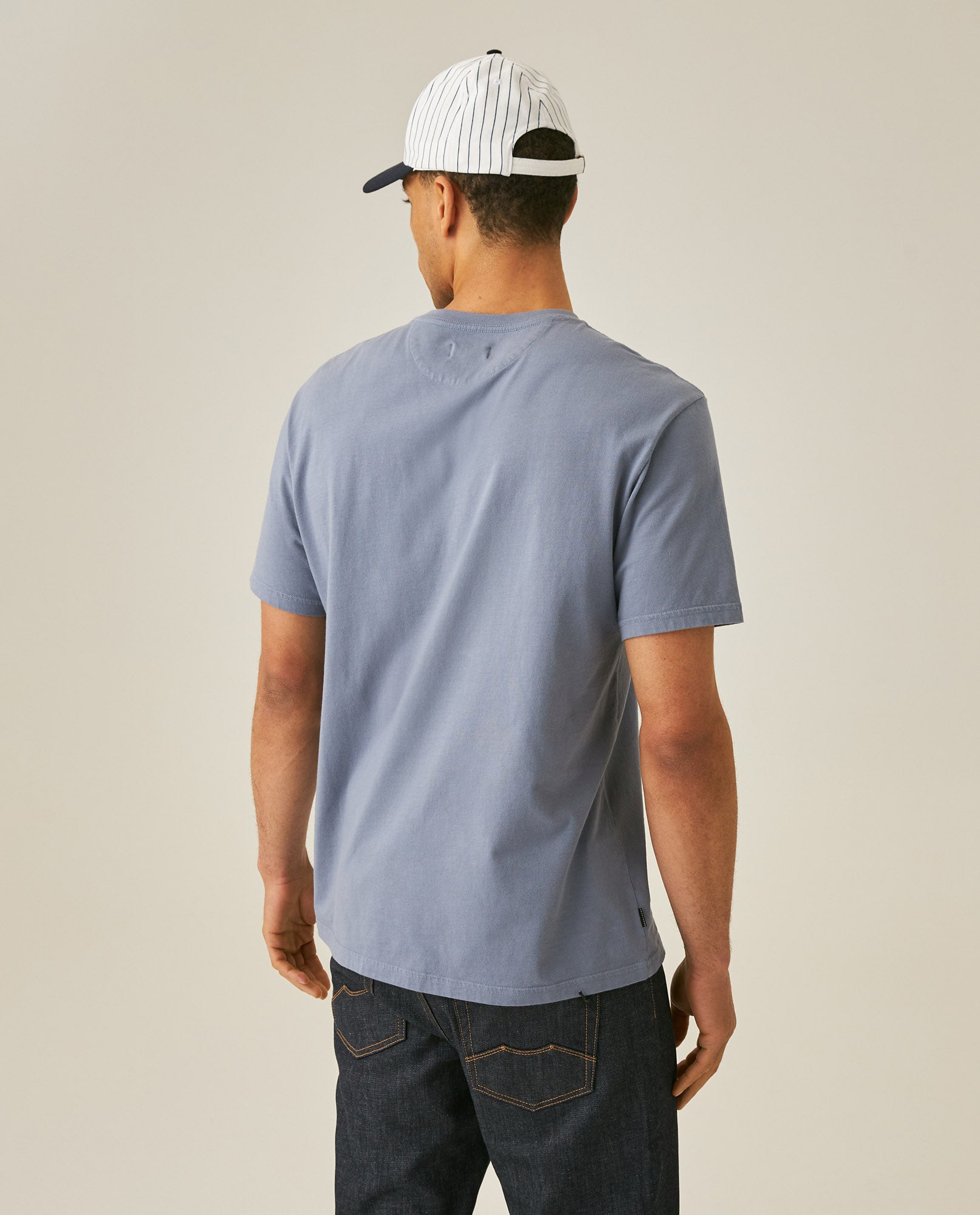 Mens T-Shirt Slim Fit Short Sleeve V-Neck Cotton Vibrant Embroidered Duck Heart Point - Blue 63_641H000_AZU184215_6