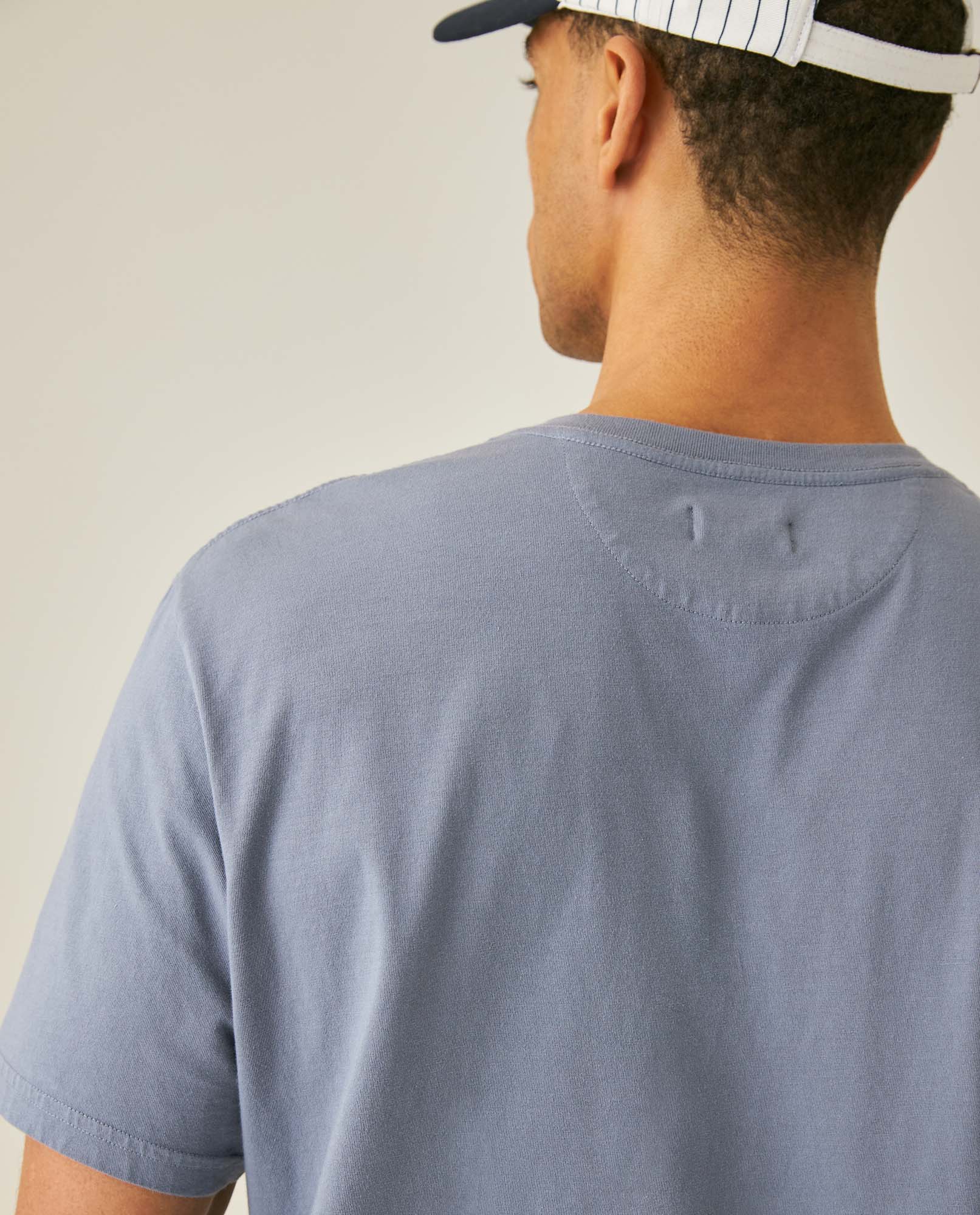 Mens T-Shirt Slim Fit Short Sleeve V-Neck Cotton Vibrant Embroidered Duck Heart Point - Blue 63_641H000_AZU184215_7