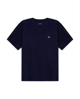Mens T-Shirt Slim Fit Short Sleeve V-Neck Cotton Vibrant Embroidered Duck Heart Point - Blue 63_641H000_AZU194011_3
