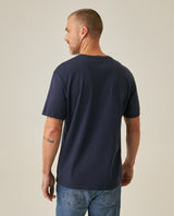 Mens T-Shirt Slim Fit Short Sleeve V-Neck Cotton Vibrant Embroidered Duck Heart Point - Blue 63_641H000_AZU194011_6