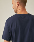 Mens T-Shirt Slim Fit Short Sleeve V-Neck Cotton Vibrant Embroidered Duck Heart Point - Blue 63_641H000_AZU194011_7