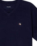 Mens T-Shirt Slim Fit Short Sleeve V-Neck Cotton Vibrant Embroidered Duck Heart Point - Blue 63_641H000_AZU194011_8
