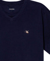 Mens T-Shirt Slim Fit Short Sleeve V-Neck Cotton Vibrant Embroidered Duck Heart Point - Blue 63_641H000_AZU194011_8