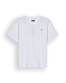 Mens T-Shirt Slim Fit Short Sleeve V-Neck Cotton Vibrant Embroidered Duck Heart Point - White 63_641H000_BLA110601_3