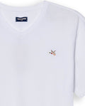 Mens T-Shirt Slim Fit Short Sleeve V-Neck Cotton Vibrant Embroidered Duck Heart Point - White 63_641H000_BLA110601_8