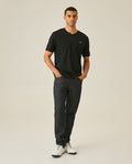 Mens T-Shirt Slim Fit Short Sleeve V-Neck Cotton Vibrant Embroidered Duck Heart Point - Black 63_641H000_NEG194007_4