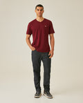 Mens T-Shirt Slim Fit Short Sleeve V-Neck Cotton Vibrant Embroidered Duck Heart Point - Red 63_641H000_ROJ191522_4