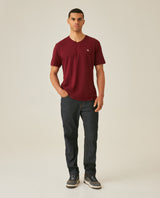 Mens T-Shirt Slim Fit Short Sleeve V-Neck Cotton Vibrant Embroidered Duck Heart Point - Red 63_641H000_ROJ191522_4