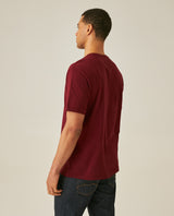 Mens T-Shirt Slim Fit Short Sleeve V-Neck Cotton Vibrant Embroidered Duck Heart Point - Red 63_641H000_ROJ191522_6