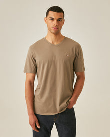 Mens T-Shirt Slim Fit Short Sleeve V-Neck Cotton Vibrant Embroidered Duck Heart Point - Green 63_641H000_VER170619_0