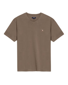 Mens T-Shirt Slim Fit Short Sleeve V-Neck Cotton Vibrant Embroidered Duck Heart Point - Green 63_641H000_VER170619_3