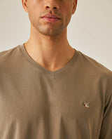 Mens T-Shirt Slim Fit Short Sleeve V-Neck Cotton Vibrant Embroidered Duck Heart Point - Green 63_641H000_VER170619_5