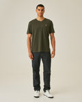 Mens T-Shirt Slim Fit Short Sleeve V-Neck Cotton Vibrant Embroidered Duck Heart Point - Green 63_641H000_VER190414_4