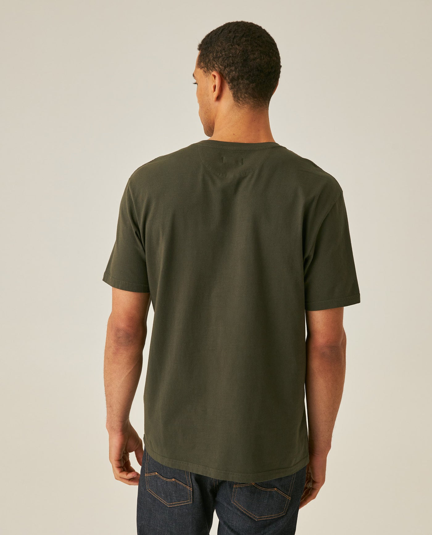 Mens T-Shirt Slim Fit Short Sleeve V-Neck Cotton Vibrant Embroidered Duck Heart Point - Green 63_641H000_VER190414_6