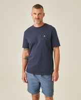Mens T-Shirt Slim Fit Short Sleeve Crewneck Cotton Vibrant Embroidered Duck Heart Point Chest - Blue 63_641H001_AZU194011_0