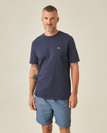 Mens T-Shirt Slim Fit Short Sleeve Crewneck Cotton Vibrant Embroidered Duck Heart Point Chest - Blue 63_641H001_AZU194011_0