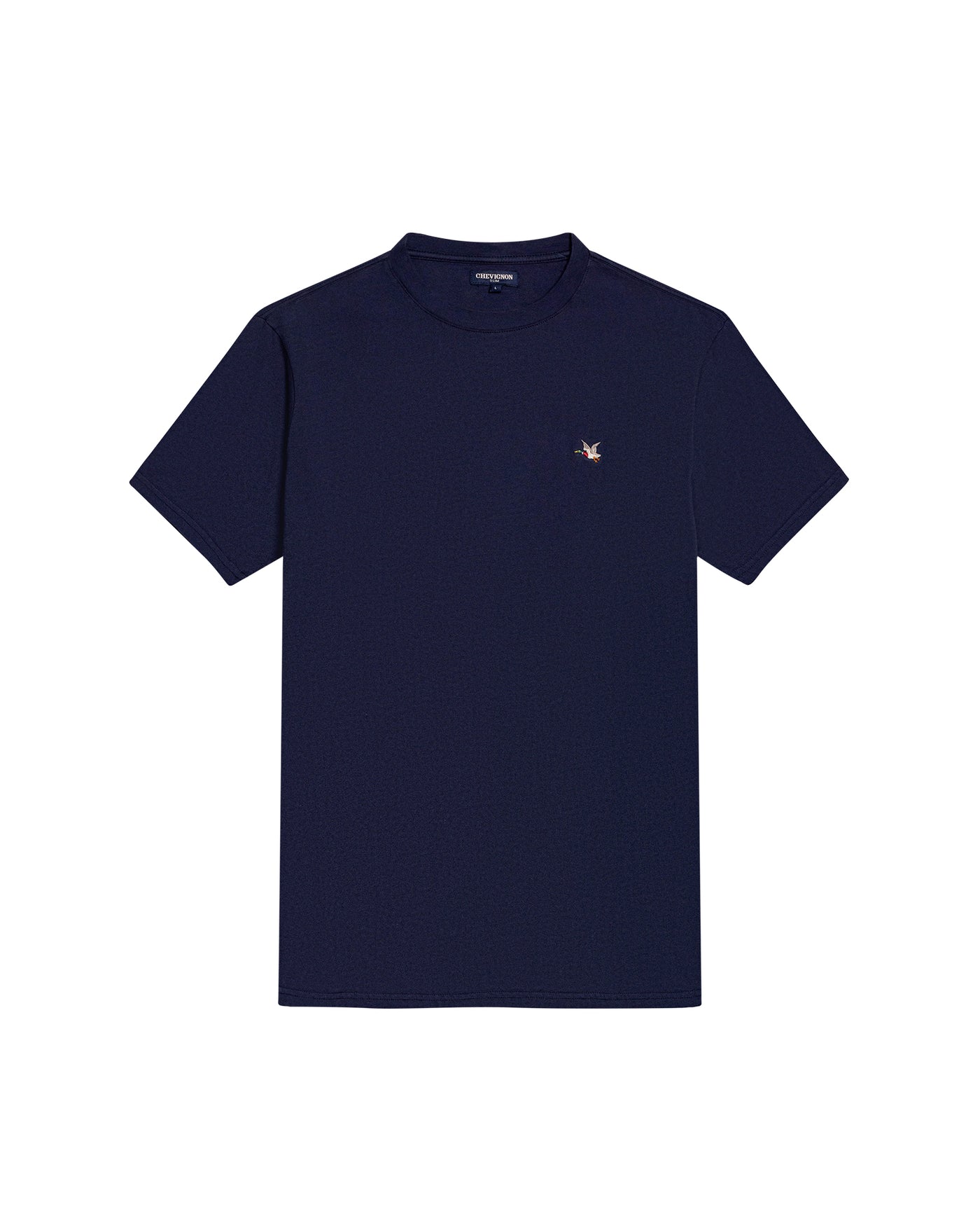 Mens T-Shirt Slim Fit Short Sleeve Crewneck Cotton Vibrant Embroidered Duck Heart Point Chest - Blue 63_641H001_AZU194011_3