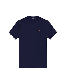 Mens T-Shirt Slim Fit Short Sleeve Crewneck Cotton Vibrant Embroidered Duck Heart Point Chest - Blue 63_641H001_AZU194011_3