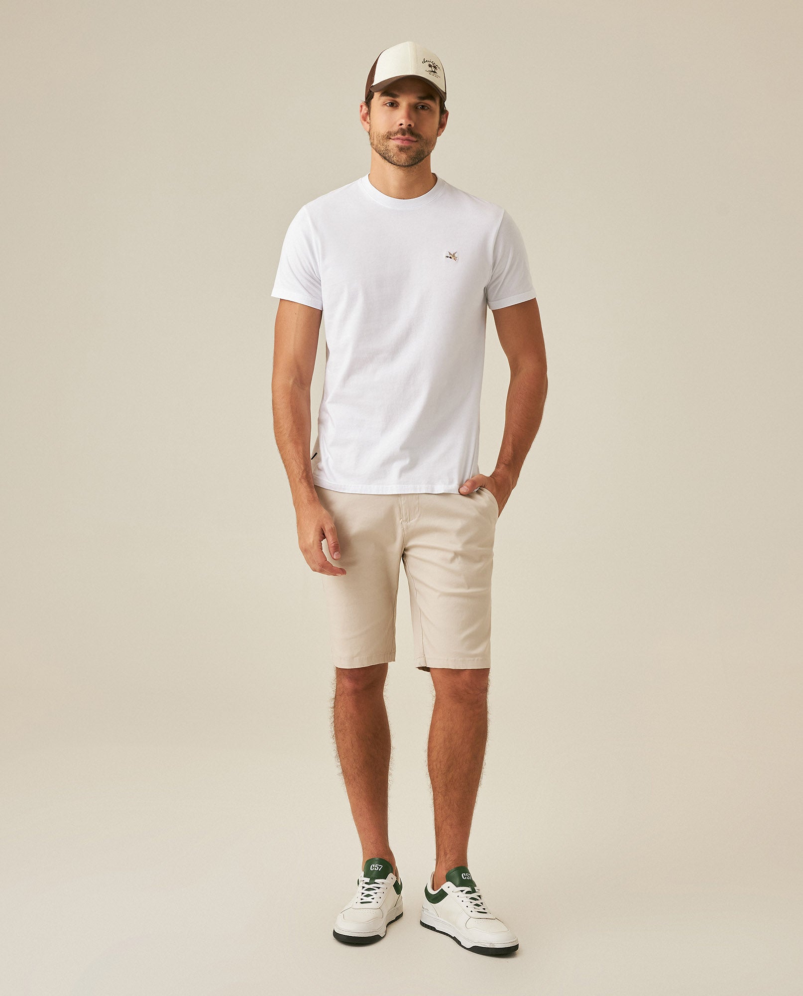 Mens T-Shirt Slim Fit Short Sleeve Crewneck Cotton Vibrant Embroidered Duck Heart Point Chest - White 63_641H001_BLA110601_4
