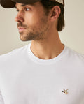 Mens T-Shirt Slim Fit Short Sleeve Crewneck Cotton Vibrant Embroidered Duck Heart Point Chest - White 63_641H001_BLA110601_5