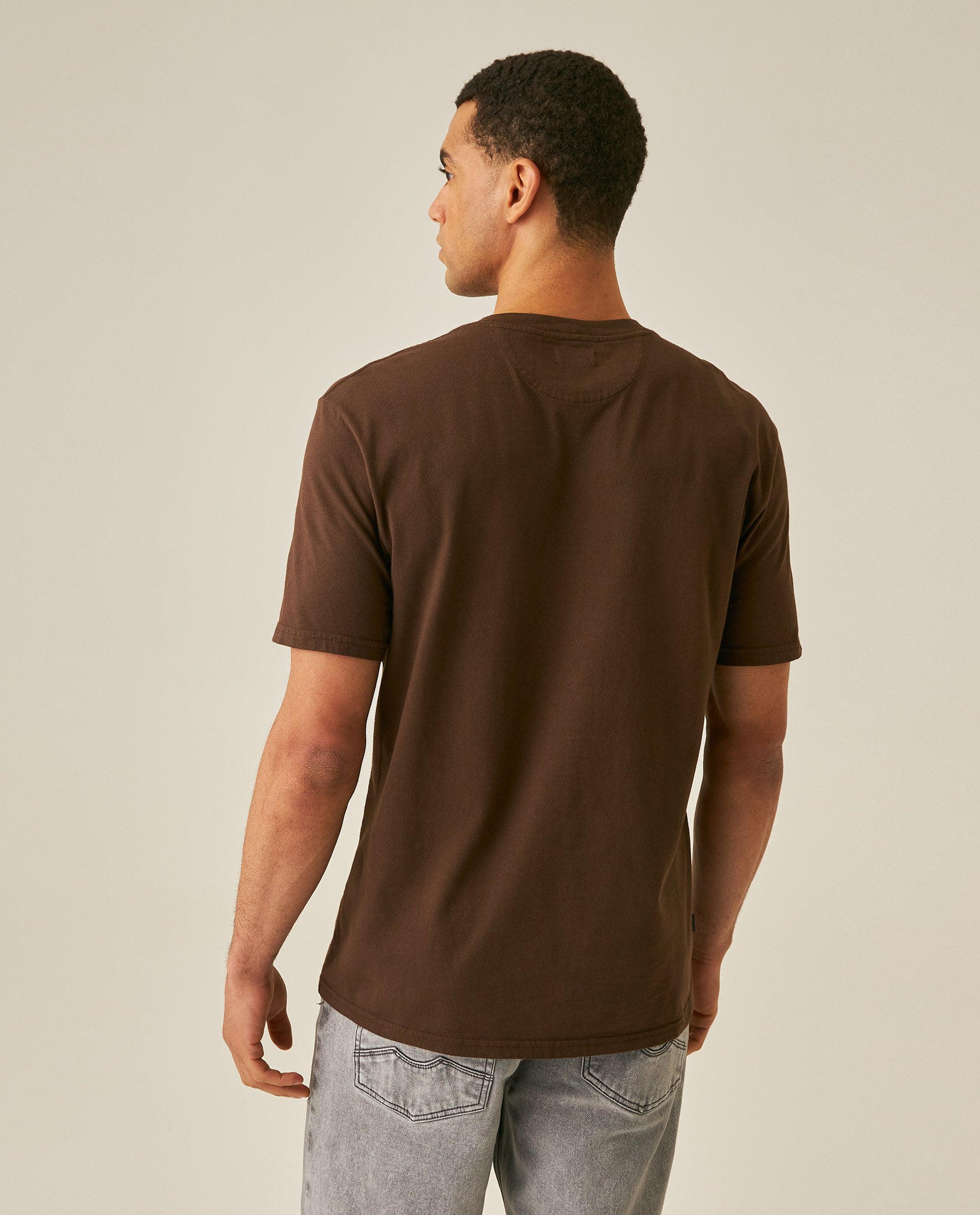 Mens T-Shirt Slim Fit Short Sleeve Crewneck Cotton Vibrant Embroidered Duck Heart Point Chest - Brown 63_641H001_CAF191016_6