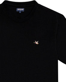 Mens T-Shirt Slim Fit Short Sleeve Crewneck Cotton Vibrant Embroidered Duck Heart Point Chest - Black 63_641H001_NEG194007_3