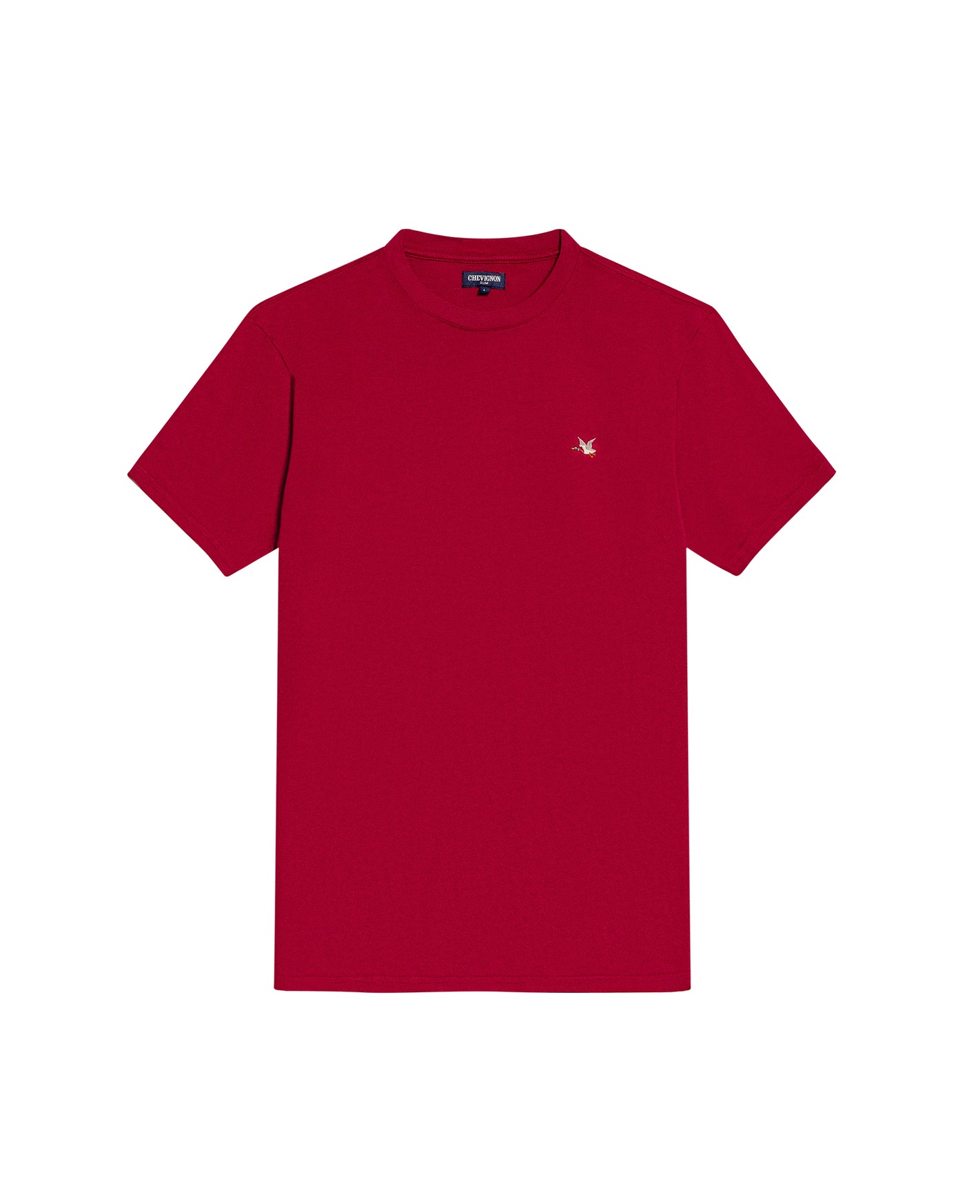Mens T-Shirt Slim Fit Short Sleeve Crewneck Cotton Vibrant Embroidered Duck Heart Point Chest - Red 63_641H001_ROJ191863_3