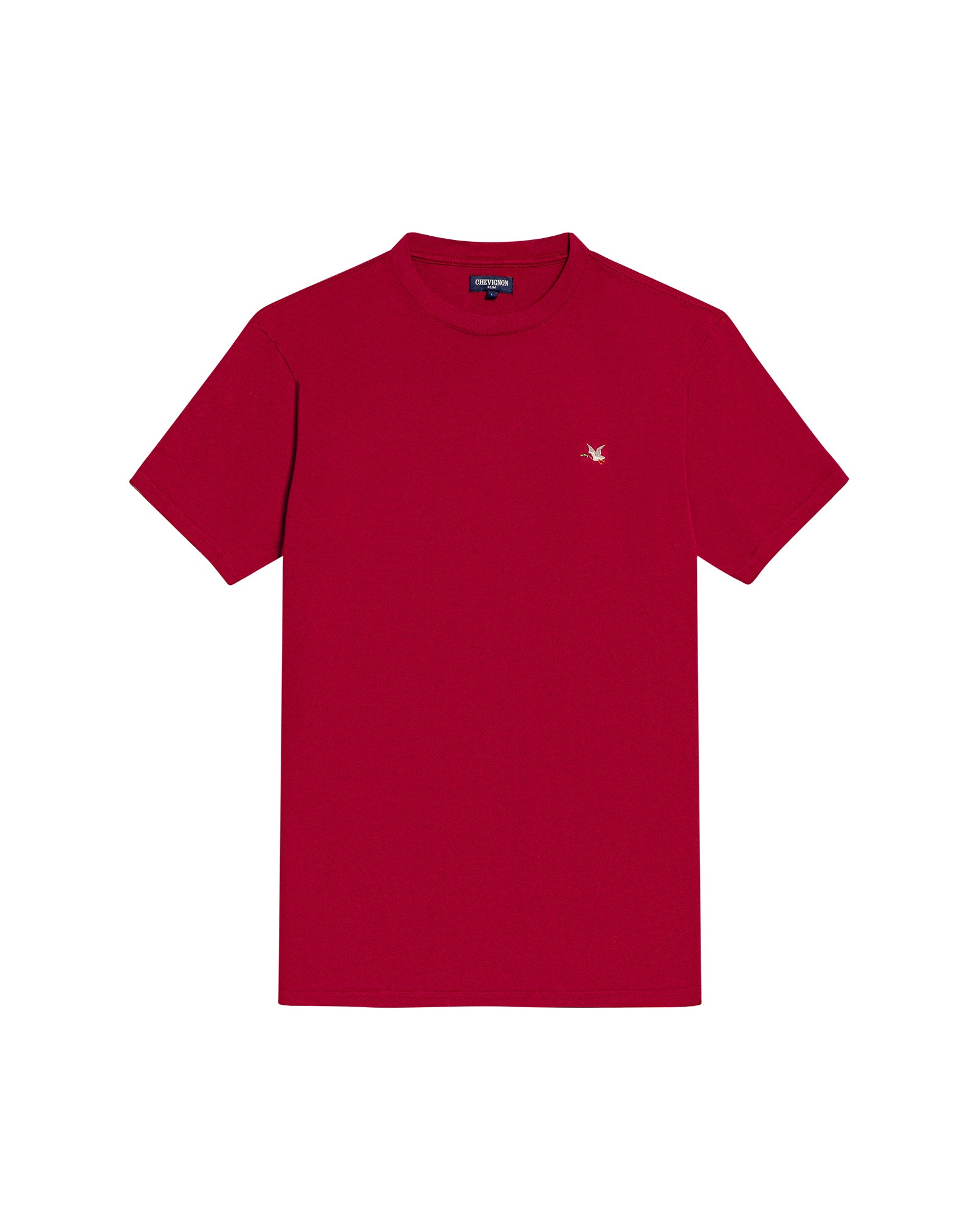 Mens T-Shirt Slim Fit Short Sleeve Crewneck Cotton Vibrant Embroidered Duck Heart Point Chest - Red 63_641H001_ROJ191863_3