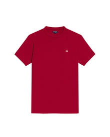 Mens T-Shirt Slim Fit Short Sleeve Crewneck Cotton Vibrant Embroidered Duck Heart Point Chest - Red 63_641H001_ROJ191863_3