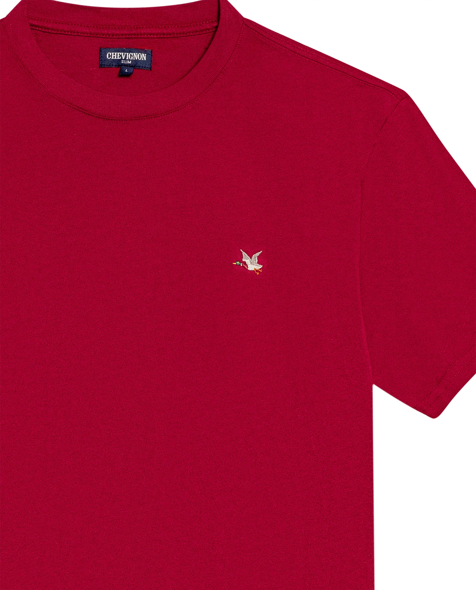 Mens T-Shirt Slim Fit Short Sleeve Crewneck Cotton Vibrant Embroidered Duck Heart Point Chest - Red 63_641H001_ROJ191863_8