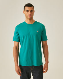 Mens T-Shirt Slim Fit Short Sleeve Crewneck Cotton Vibrant Embroidered Duck Heart Point Chest - Green 63_641H001_VER185424_0