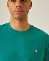 Mens T-Shirt Slim Fit Short Sleeve Crewneck Cotton Vibrant Embroidered Duck Heart Point Chest - Green 63_641H001_VER185424_5