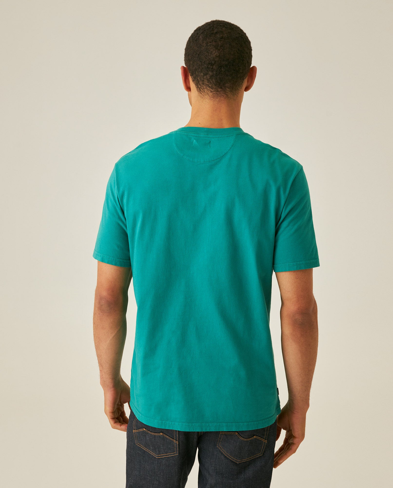 Mens T-Shirt Slim Fit Short Sleeve Crewneck Cotton Vibrant Embroidered Duck Heart Point Chest - Green 63_641H001_VER185424_6