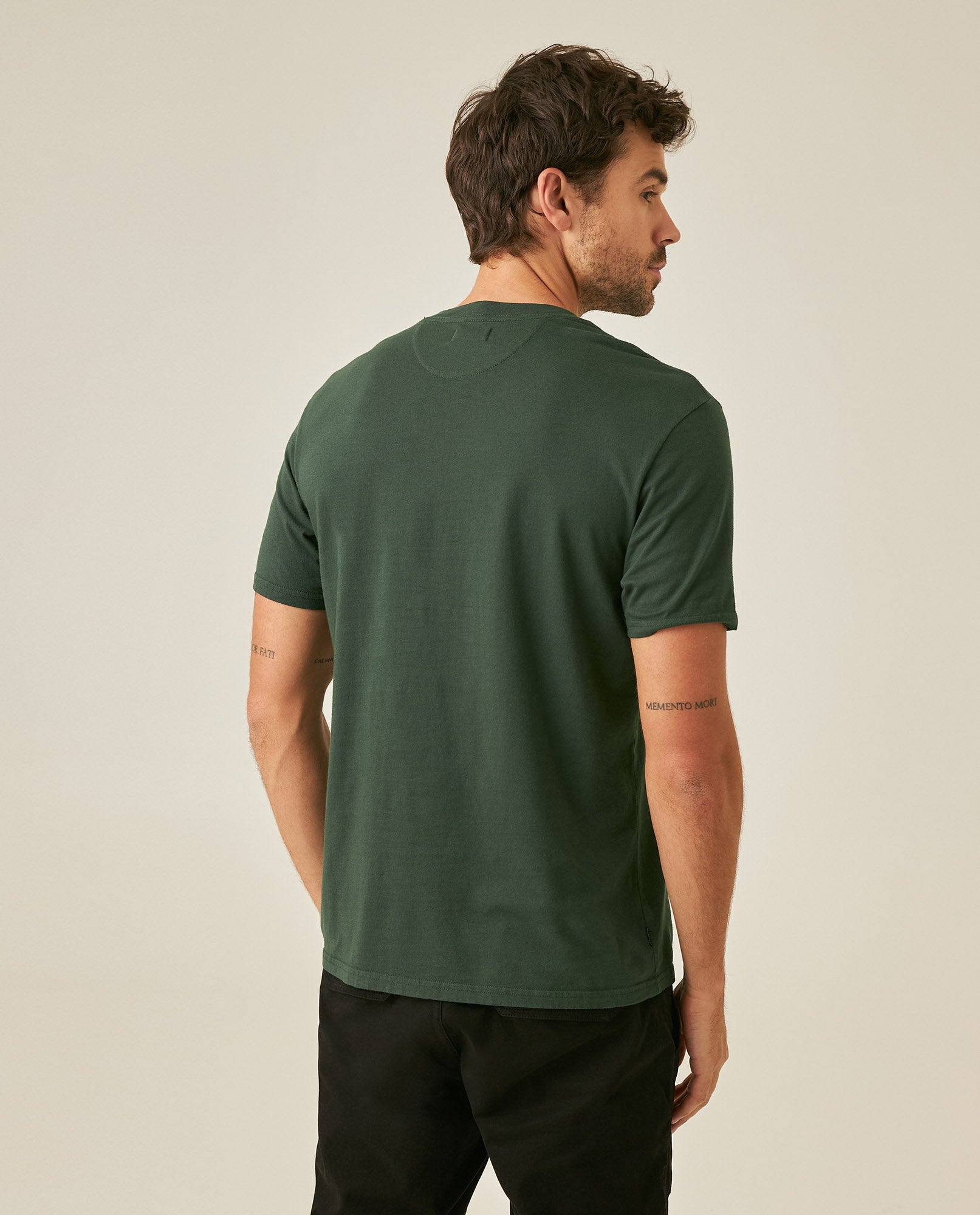 Mens T-Shirt Slim Fit Short Sleeve Crewneck Cotton Vibrant Embroidered Duck Heart Point Chest - Green 63_641H001_VER195406_6