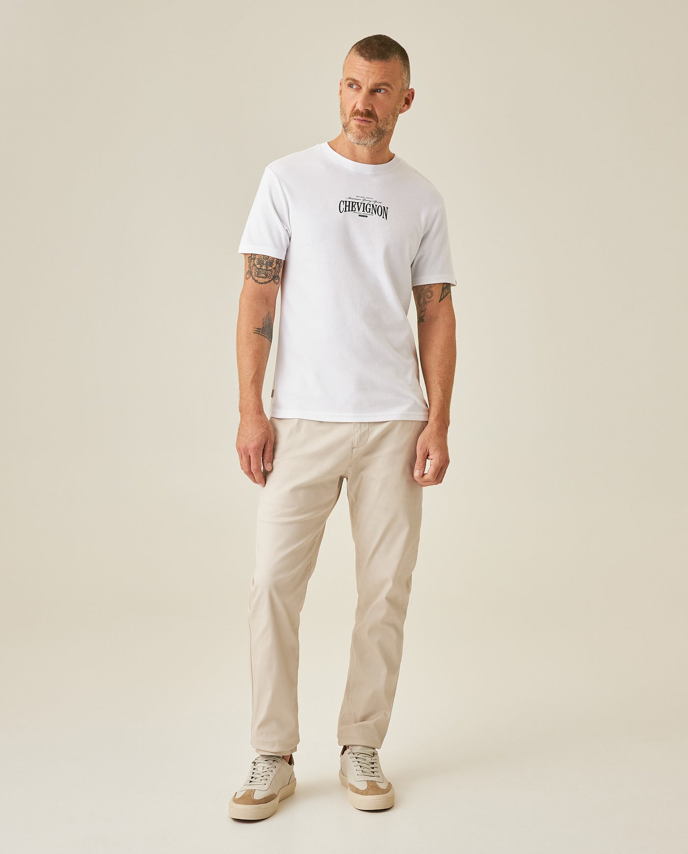 Mens T-Shirt Slim Fit Short Sleeve Cotton Polyester High Density Graphic Center Print Tactile Relief - White 63_641H002_BLA110601_4