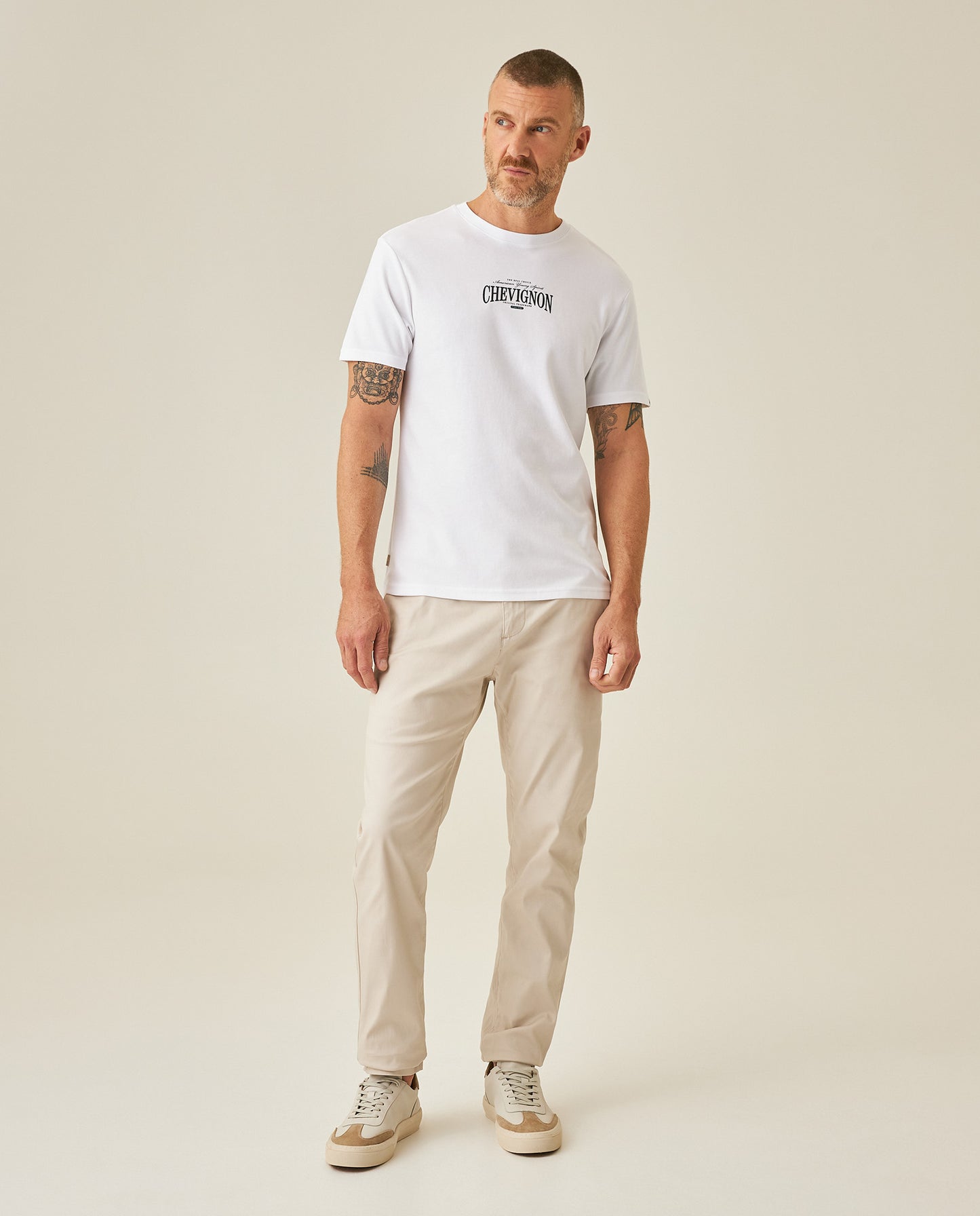 Mens T-Shirt Slim Fit Short Sleeve Cotton Polyester High Density Graphic Center Print Tactile Relief - White 63_641H002_BLA110601_4